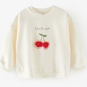 Zara Cherry Lets Be Sweet Long Sleeve Sweater